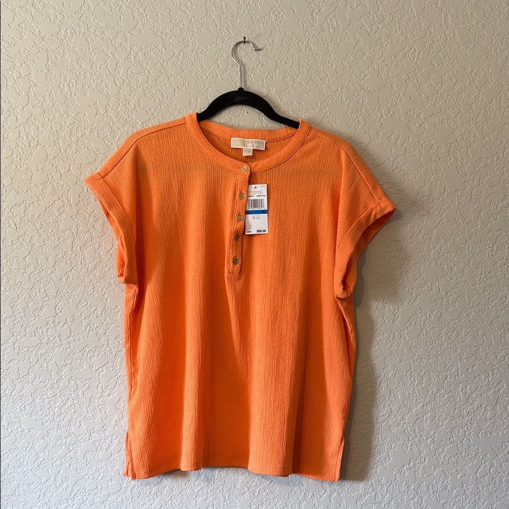 MK Michael Kors Orange Button-Up Women's Top